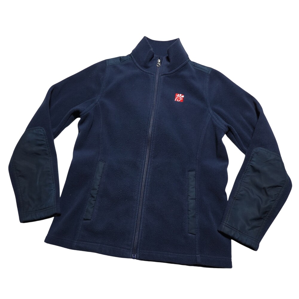 Chick-fil-A Fleece Jacket Womens Medium Blue Full Zip Logo Pockets Workwear